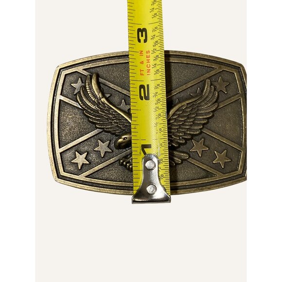 Vintage Brass Belt Buckle With Eagle and Stars Design - Picture 7 of 8